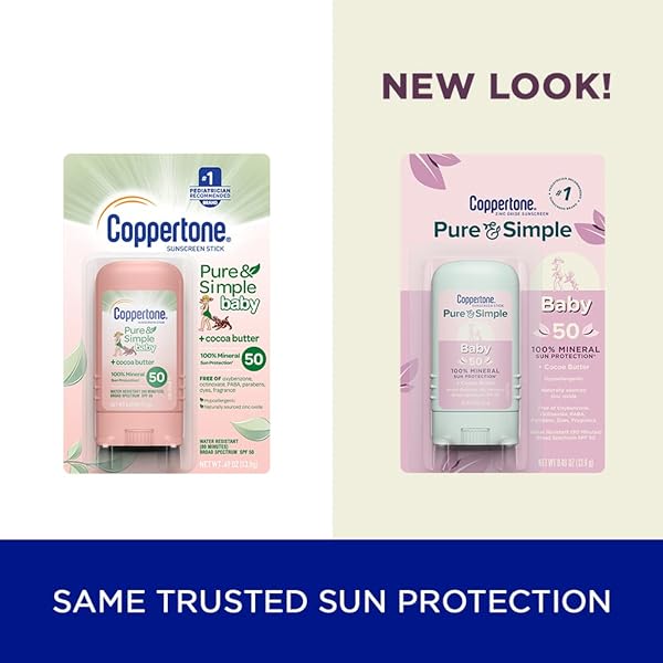 COPPERTONE PURE AND SIMPLE BABY SUNSCREEN STICK SPF 50, ZINC OXIDE MINERAL SUNSCREEN FOR BABY, BODY AND FACE, 0.49 OZ STICK