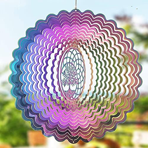 Wind Spinners Outdoor Metal Tree of Life Wind Spinner Mandala 3D Yard