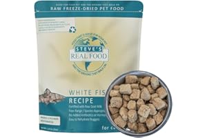 Steve's Real Food Freeze-Dried Raw Nuggets - White Fish Recipe - Raw Pet Food for Dogs and Cats - 20 oz