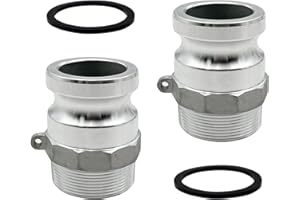 BITOTU 2PCS Type F Aluminum Global Cam and Groove Hose Fitting NPT F-200 2" Type F with 2 PCS Camlock Gasket Male Camlock with Male Threads (2 inch, Type F)