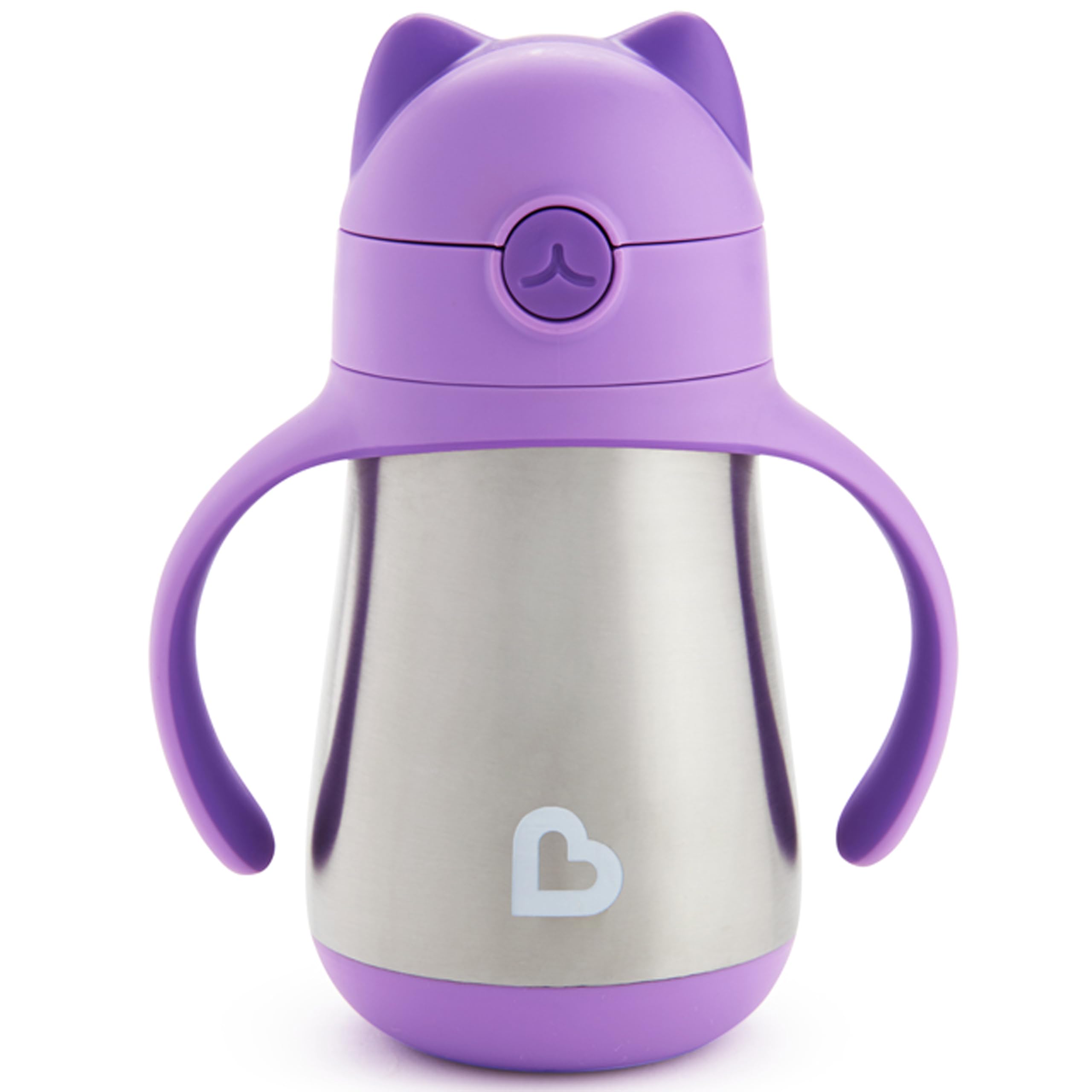 Photo 1 of Munchkin Cool Cat Sippy Cup for Toddlers, Stainless Steel Straw Cup, 8 Ounce, Purple