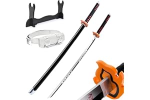 PZOEWUESR Demon Slayer Sword 41inch,with Display Stand and Belt, Rengoku Sword/Tanjiro Sword/Zenitsu Sword/Anime Original Texture,for Demon Slayer Cosplay and Collection,Various Styles Available