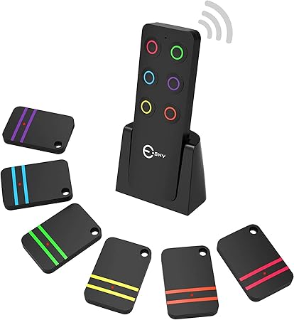 Amazon Co Jp Esky キーファインダー 探し物発見器 紛失防止タグ 落し物防止 置き忘れ防止アラーム 音が鳴るキーホルダー 受信機6個付き キーリング 固定用粘着シール付き ブラック 家電 カメラ