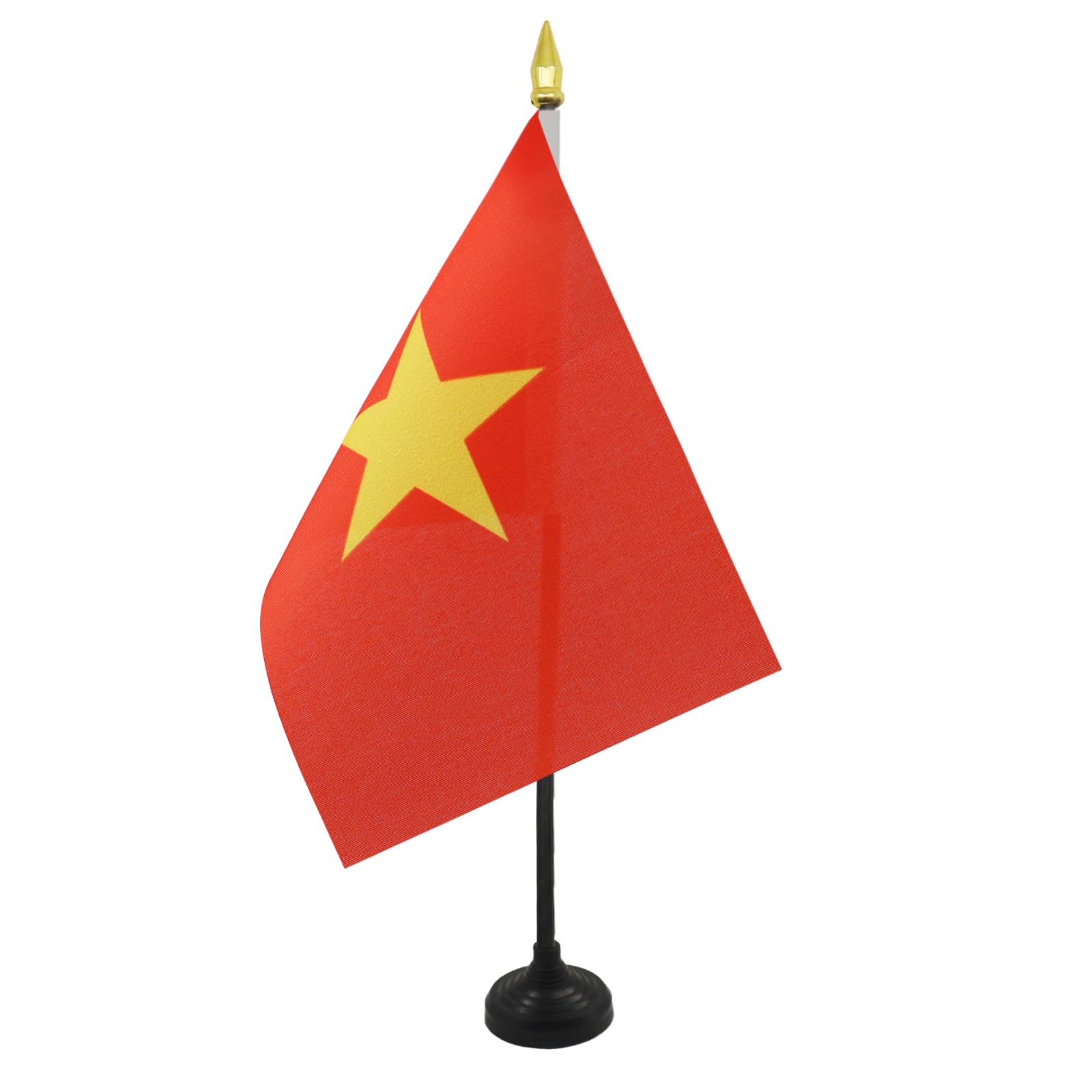 AZ FLAG - Vietnam Table Flag 4'' x 6'' - Vietnamese Mini Desk Flag 100% Polyester 15 x 10 cm - Office Mini Banner with 10'' Pole - Golden Spear