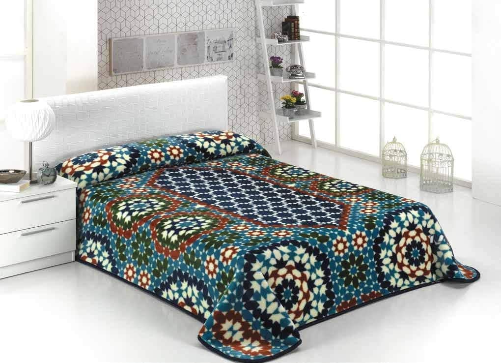Blanket by Mora, Arabesco C86, Size 220x240 cm, Double,Blue price in