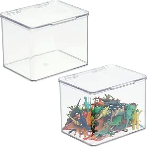 mDesign Organizador de juguetes con tapa – Juguetero apilable ...