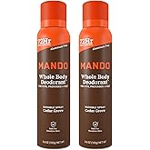 Mando Whole Body Deodorant Spray For Men - Invisible Spray Deodorant - 72 Hr Odor Control - Low Irritation Formula - Aluminum Free & Benzene Free - 3.6 ounces - Pack of 2 - Cedar Grove
