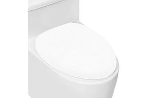 LANSEYIXIU Soft Plush Toilet Lid Cover for Bathroom, Machine Washable Toilet Seat Covers, Fits Most Round Elongated and Oblong Lids, Easy Installation& Cleaning (White)