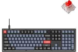 Keychron V6 Wired Custom Mechanical Keyboard Knob Version, Full-Size QMK/VIA Programmable with Hot-swappable Keychron K Pro Red Switch Compatible with Mac Windows Linux (Frosted Black-Translucent)