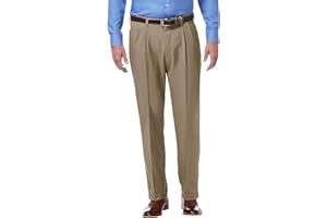 YUCENFU Men's No Iron Pleated Dress Pants Expandable Waist Regular Fit Premium Comfort Slacks