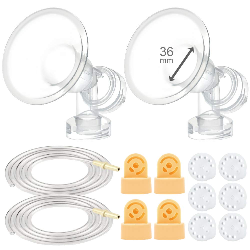 Maymom Breast Pump Kit for Medela Pump in style, 36 mm Breastshields (XX-Large)
