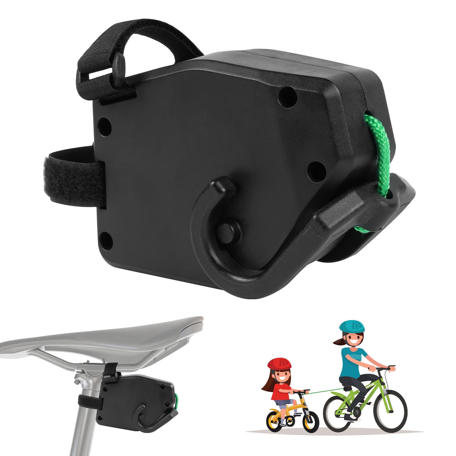 URAQT Bike Tow Rope, Retractable Kids Bike Accessories, Kids Bicycle Elastic Bungee Tow Rope, Pull Traction Strap with Double Hook, Adult Kids Portable Outdoor Bike Tow Bar, Load Capacity 200lbs/90kg