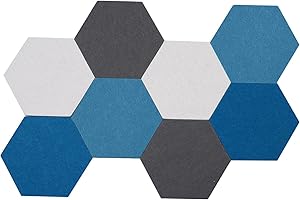 Afumazi 8Pcs Hexagon Felt Cork Board Tiles Self Adhesive Bulletin Board, Pin Board for Wall Decor Memos Photos Display (Set D)