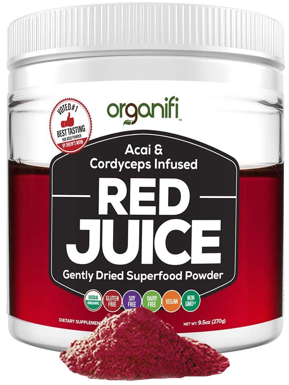 Organic Superfood Powder - Organifi - Red Juice Super Food Supplement - 30 Day Supply - USDA Certified Organic, Boosts Metabolism, and Reverses The Signs Of Aging