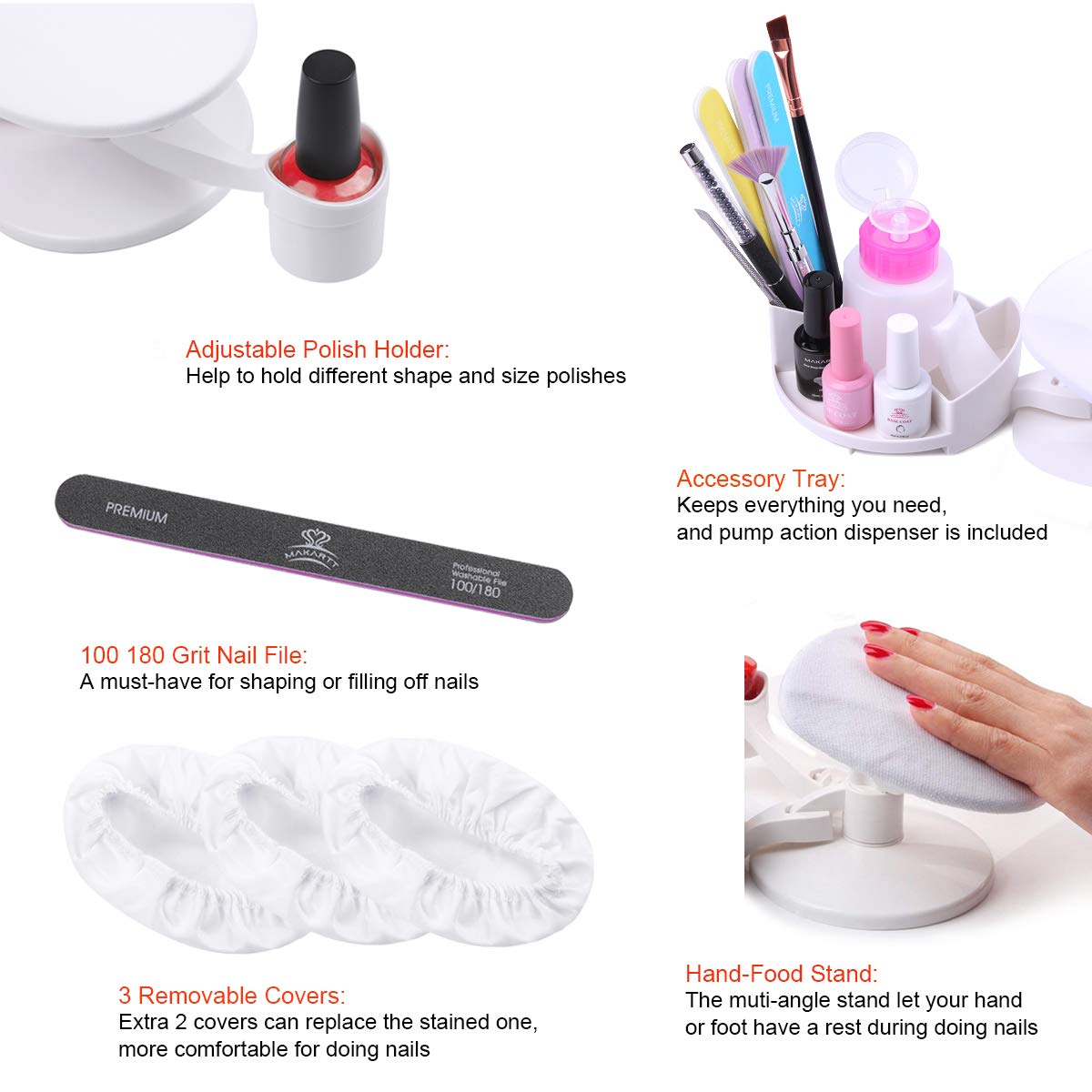 Makartt Nail Gel Polish Nail Design Base Studio Tool with Gel Holders and Multi Angle Rest, Great Support for Nail Salon Home DIY Manicure Pedicure Nail Art : Beauty