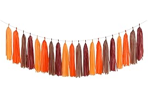Brown Burgundy Orange Party-Decorations Tassel-Garland - 20pcs Fall Autumn Thanksgiving Harvest Tassels, Rustic Boho Wedding Birthday Baby Shower Decor Panduola