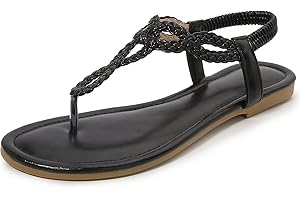zeetoo Women's Flat Sandals Summer T-StrapThong Bohemian Casual Comfortable Dressy Sandals for Women