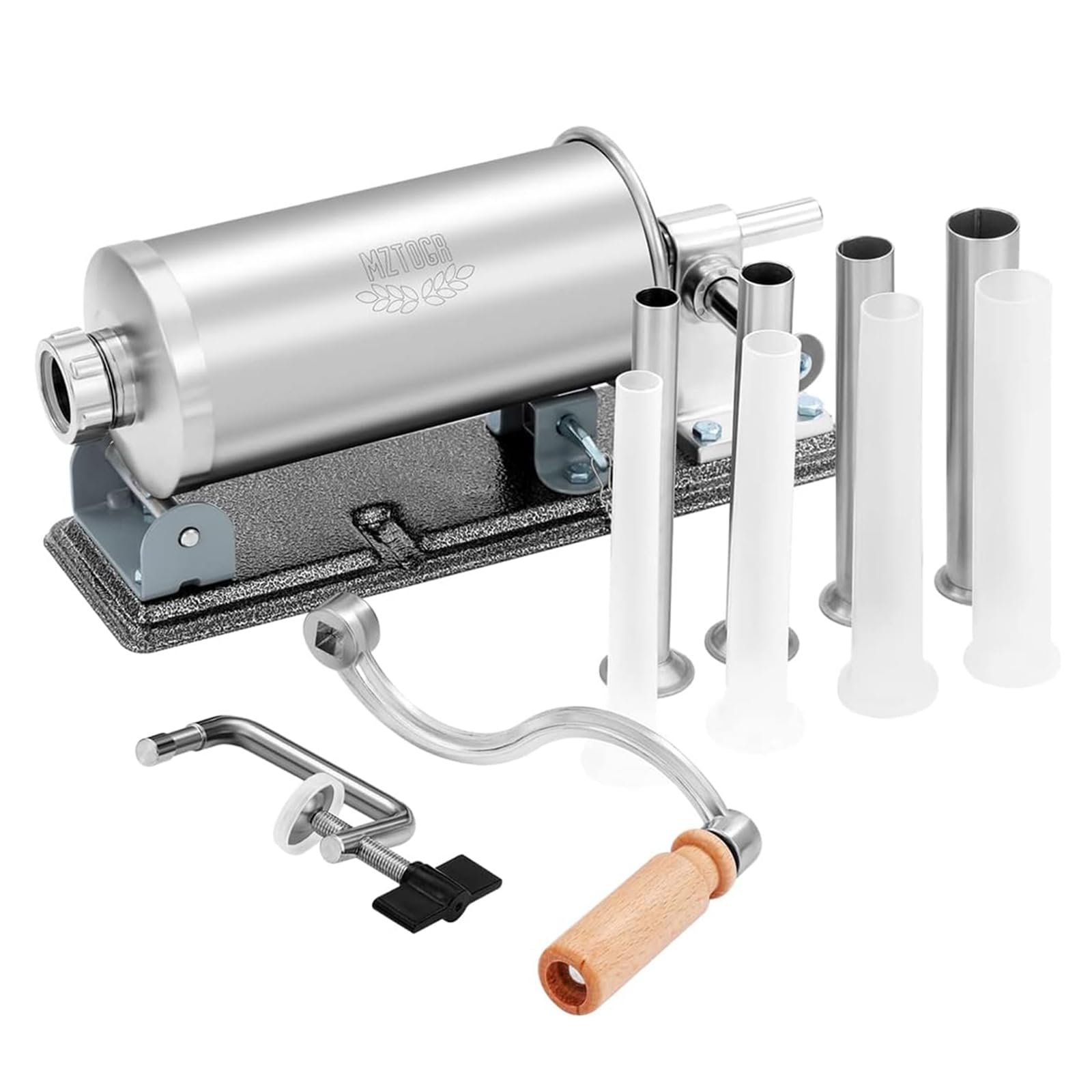 Photo 1 of MZTOGR Sausage Stuffer, 2.5LBS Stainless Steel Horizontal Sausage Maker, Homemade Manual Meat Filling Kitchen Machine with 8 Stuffing Tubes