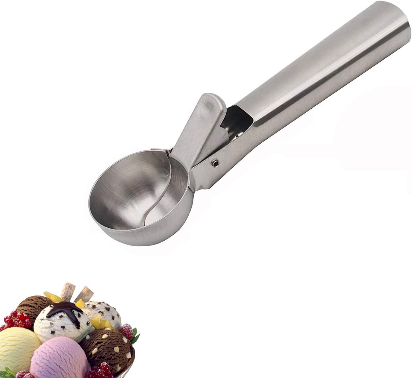 Ice Cream Scoop Stainless Steel With Trigger Spoons Easy Trigger WaterMelon Scoop Cookie Dough