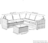 Panana 5 Seater Rattan Garden Sofa Set with Coffee Table Beige Cushions view 6