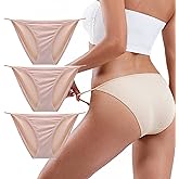 Buankoxy Women's Low-Rise String Bikini Panty Stretch Hipster Briefs 3 Pack