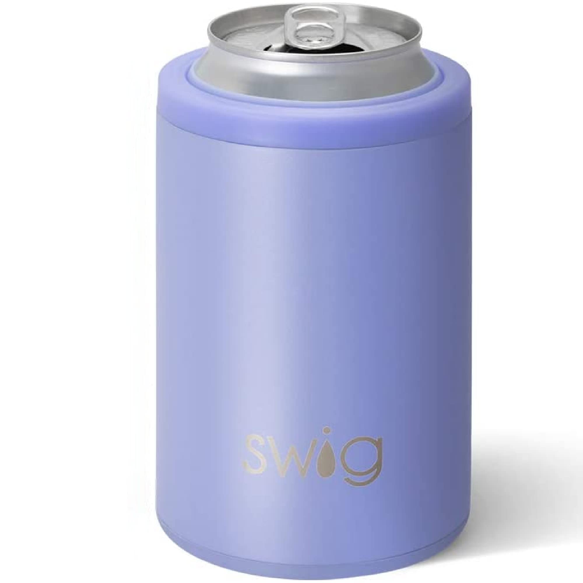 Swig Life Standard Can Cooler, 12oz Insulated Bottle & Can Holder, Stainless Steel Can Cooler, Can Covers for Standard 12 oz Beer Bottles, Beach Accessories for Women (Hydrangea)