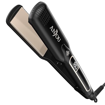 Haarglätter, Anjou professionelles Glätteisen mit breiterer 42 mm Platte, PTC-Kern und Tourmalin-Keramik, inklusive Hitzeresi
