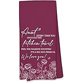 Voatok Floral Aunt Kitchen Towels, Aunt Gifts for Christmas Birthday from Niece Nephew Hand Towels, Best Auntie Gifts Dish Tea Towels for Kitchen, 16x24 Inches
