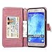 TabPow Galaxy J7 Case, 10 Card Slot - ID Slot, Button Wallet Folio PU Leather Case Cover with Detachable Magnetic Hard Case for Samsung Galaxy J7 J700 (2015) - Rose Pink