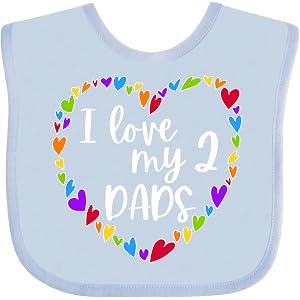 inktastic I Love My 2 Dads- Pride Rainbow Hearts Baby Bib