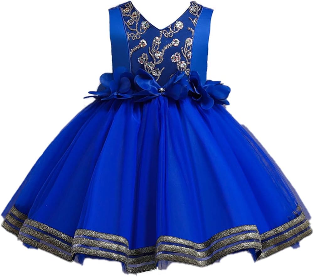 Little Girl Diamond Mesh Flower Ball Gown Party Dress Tulle Prom Princess Dress 2