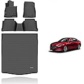 KELCSEECS® Floor Mats & Cargo Liner Custom for 2014 2015 2016 2017 2018 2019 2020 2021 Mazda 6 All Weather Protection TPE Floor Liners Front & Rear Row Full Set Mazda 6 Accessories Black