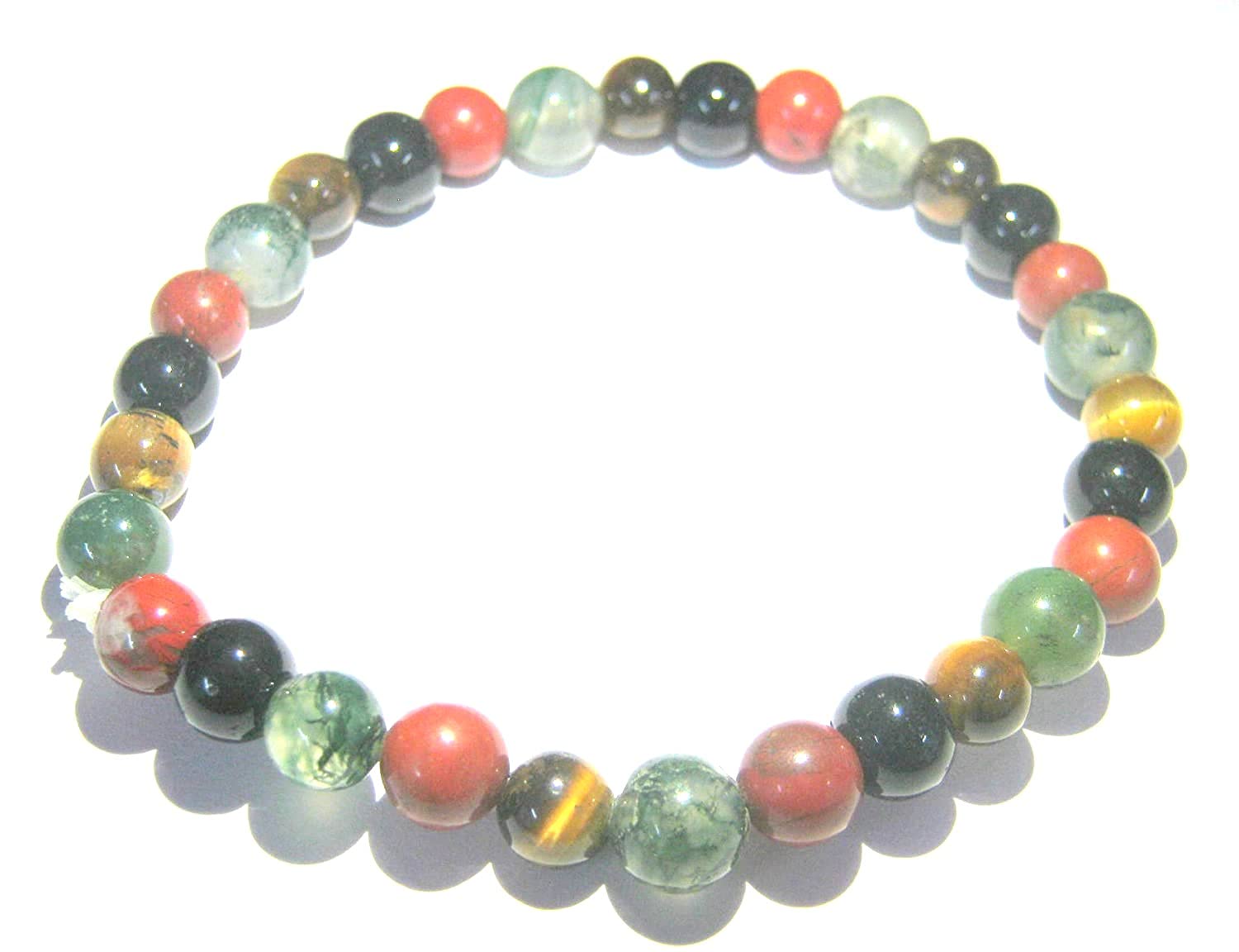 Red Jasper Obsidian Moss Agate Tigers Eye Beaded Round Bracelet Crystal Healing Fashion Jewelry Gift