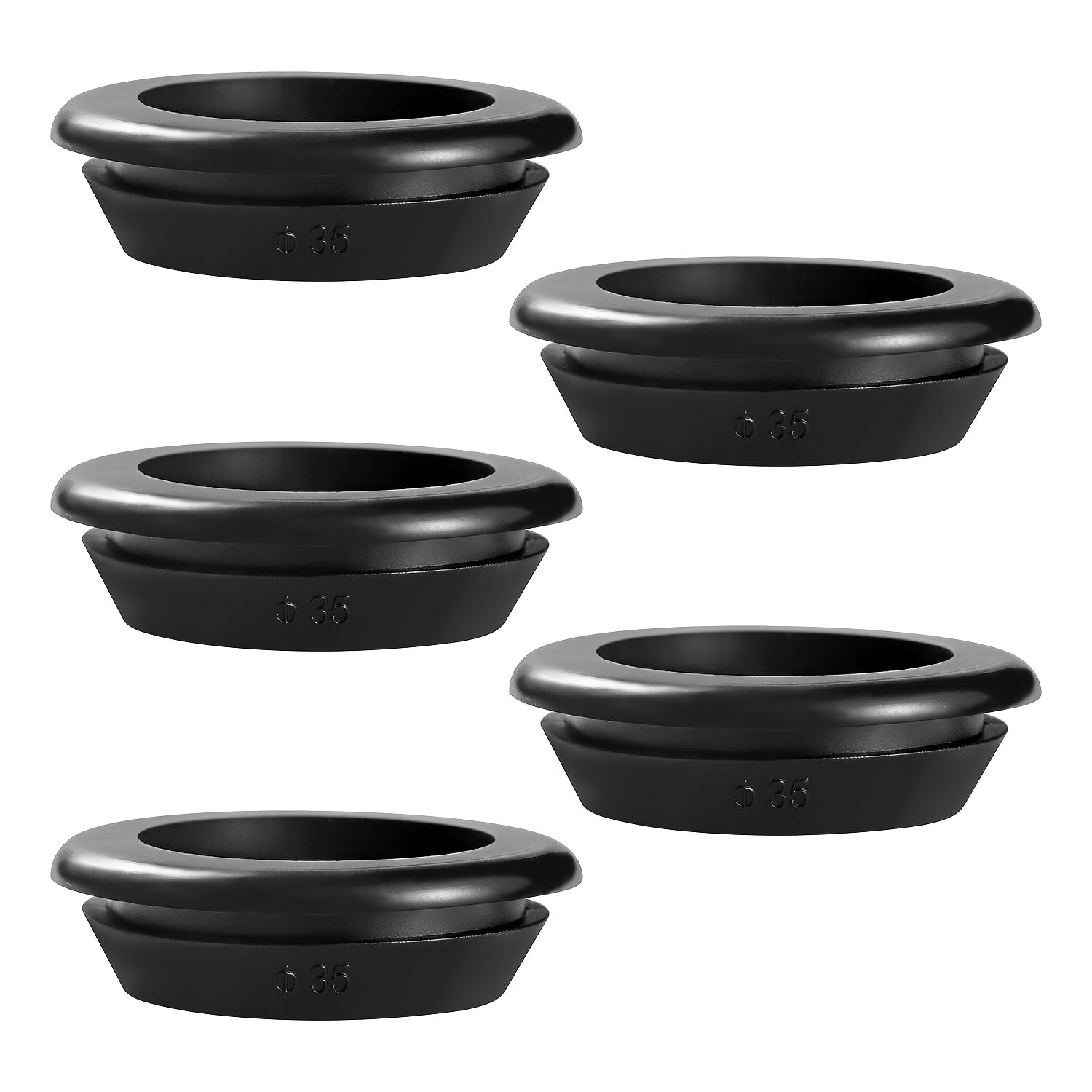 YIXISI 5 PCS Diameter 30 * 35 mm Rubber Grommets, Conductor Gasket Ring Grommets, Black Rubber Hole Plugs Electrical Wire Gaskets, for Protecting Wires, Cables and Plugs