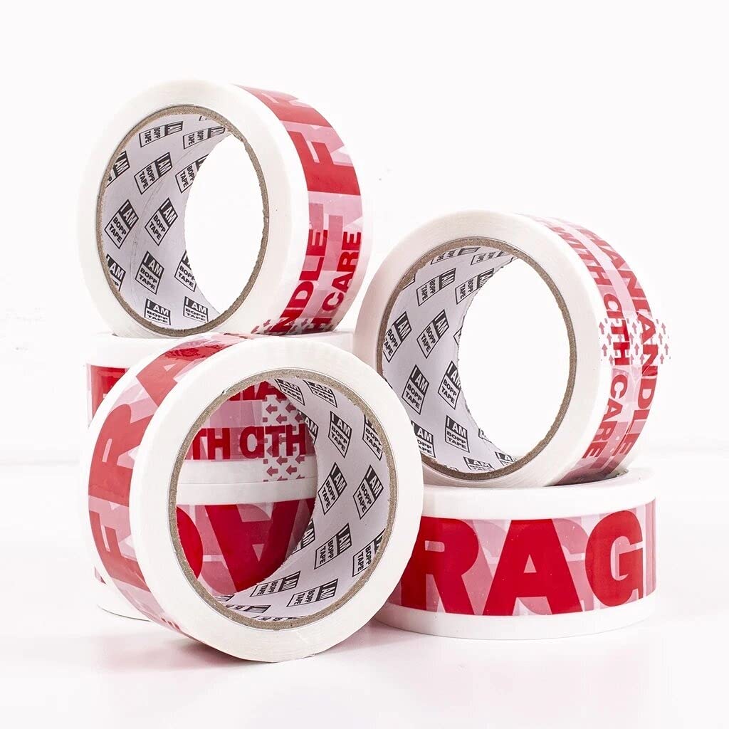 CHAWLA 6 Rolls 48mm x 66m Fragile Printed Packaging Tape for Packing Parcels, Cardboard Boxes and Cartons
