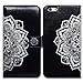 Bcov Case for iPhone 6s/iPhone 6, Bcov White Mandala On Black Card Slot Wallet Leather Cover Case for iPhone 6 6S