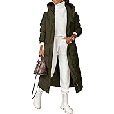 Grlasen Women Long Quilted Coat Winter Hooded Long Sleeve Button Down Puffer Padded Jacket