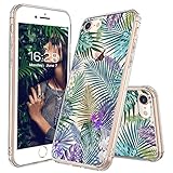 iPhone 7 Case, iPhone 8 Case, Clear iPhone 7 Case, MOSNOVO Tropical Palm Tree Leaves Clear Design Printed Plastic Back Case with TPU Bumper Protective Cover for Apple iPhone 7 (2016) / iPhone 8 (2017)