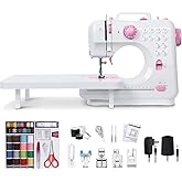 Tidjani Sewing Machine for Beginners, Mini Sewing Machine with Extension Table, 6 Replaceable Presser Feet, Portable Sewing Kit, Equip 12 Stitches, Suitable for Kids, Adults Beginners