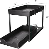 DEKAVA Under Sink Storage 2 Pack 2 Tier Sliding Organiser Black view 2