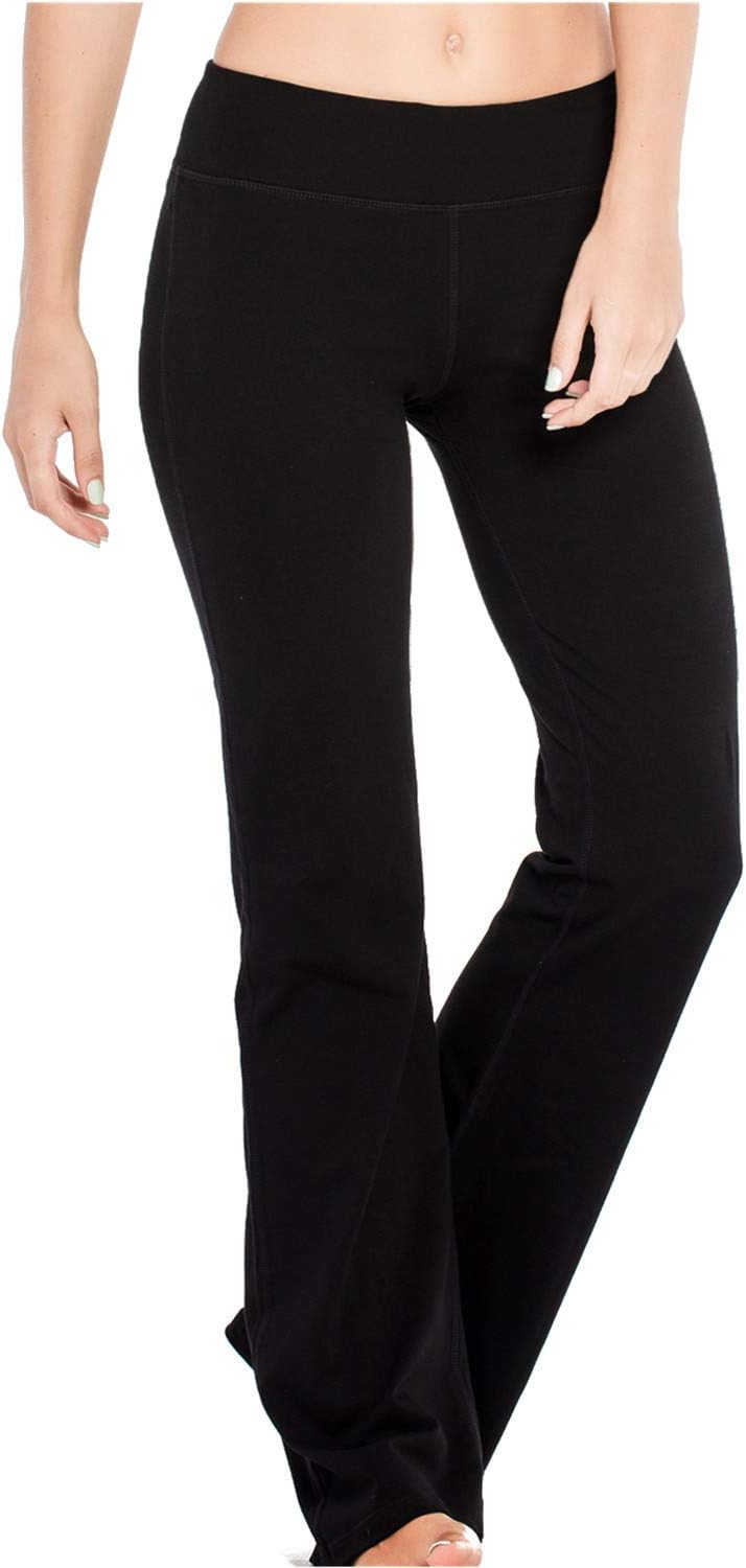 Houmous S-XXL Petite/Regular/Tall Length, Women's Yoga Bootleg Pants Inner Hidden Pocket Workout Pants