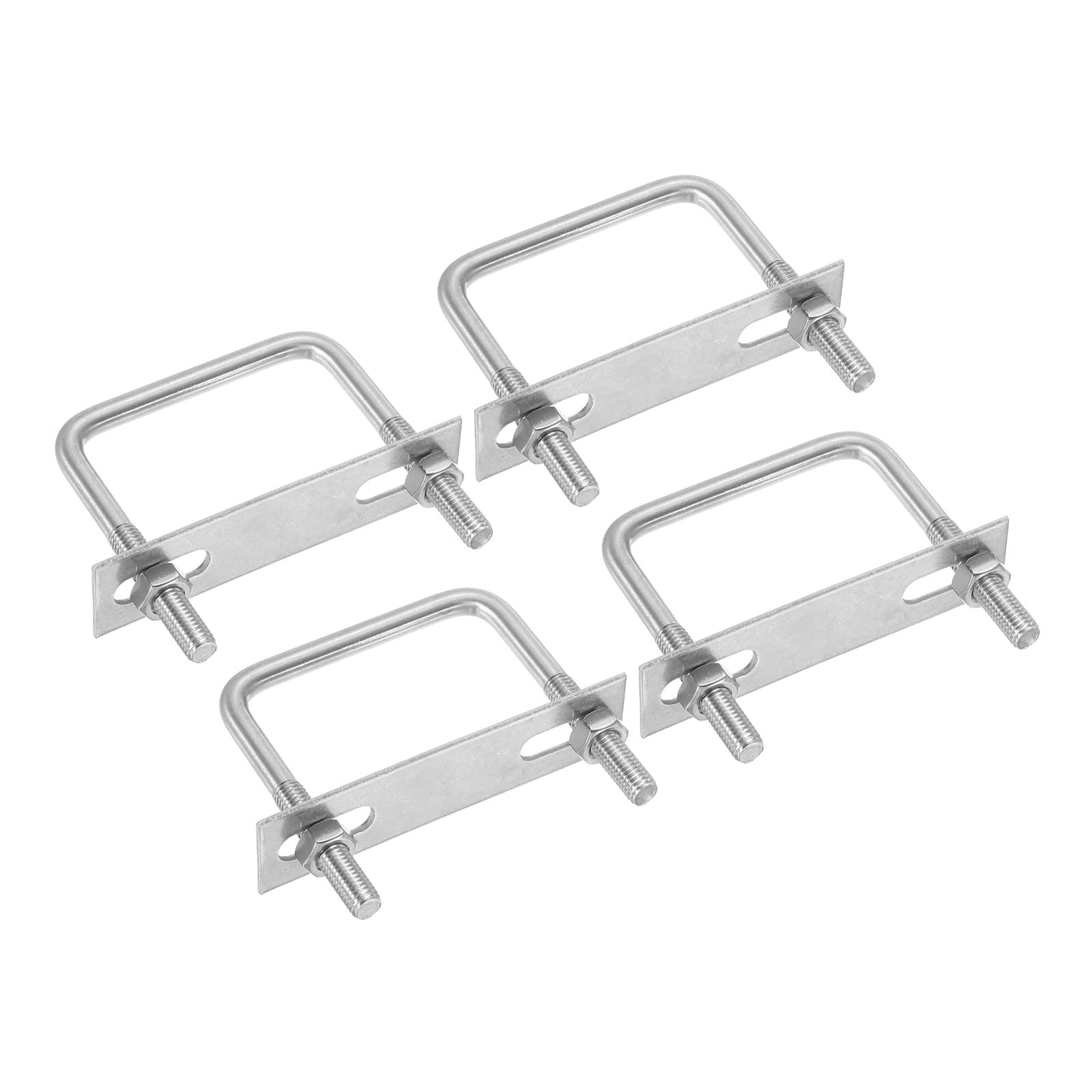 Photo 1 of PATIKIL M8x70x70mm Square U-Bolts Kit, 4Set 304 Stainless Steel Square U Shaped Bolts Replacement Parts with Frame Plates and Nuts for Ski Board Sailboat Trailer