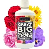 Great Big Roses Fertilizer Booster for Rose &amp; Flower Gardens, 32 Ounce | Organic; For Roses, Flowers, Hydrangeas &amp; Flowering Shrubs; Mix 4 oz per gal water; More Blossoms &amp; Better Root Uptake