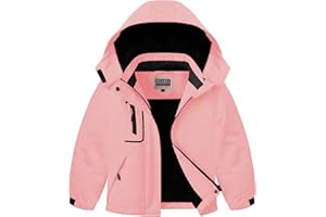 WULFUL Girl's Waterproof Ski Jacket Warm Fleece Hooded Winter Snow Coat