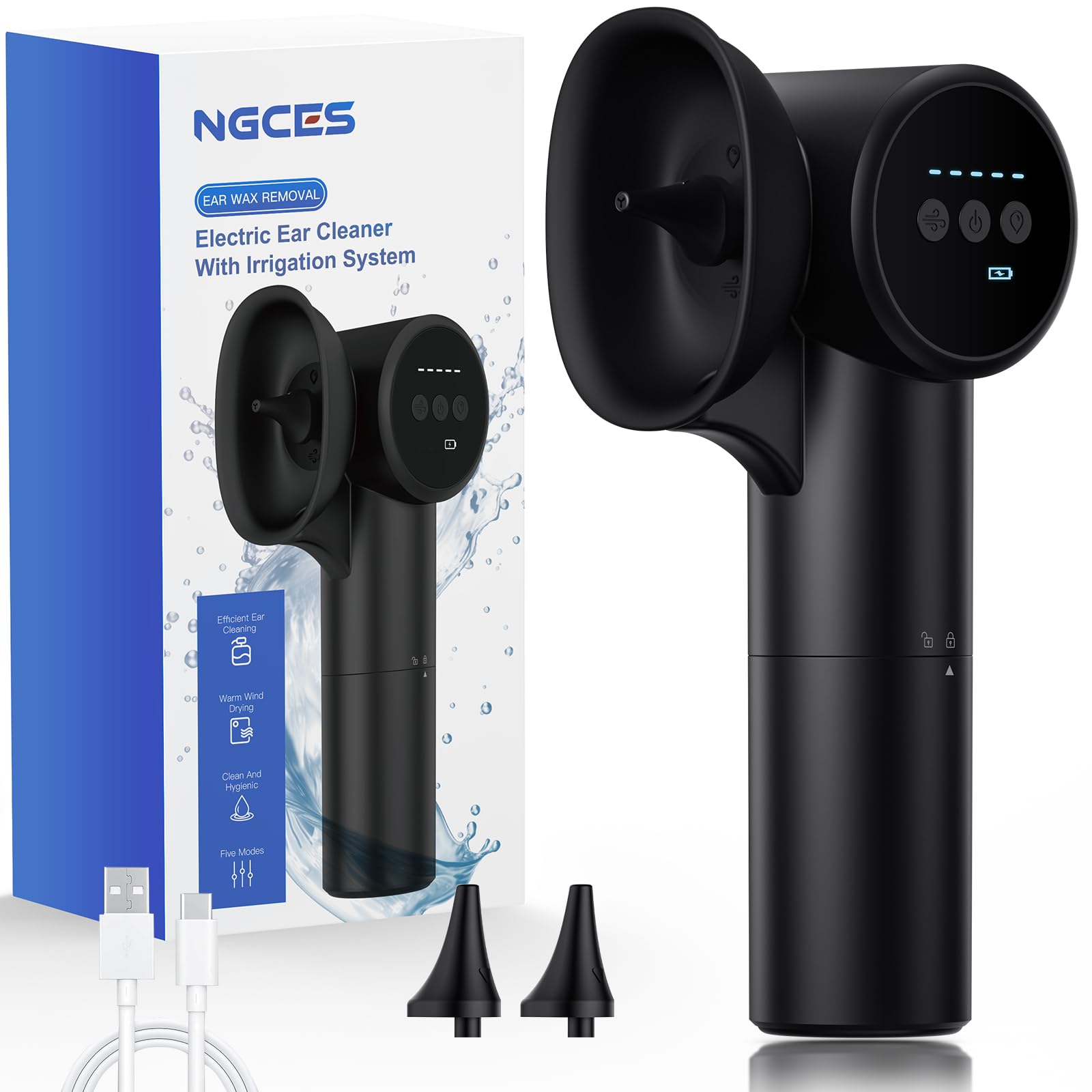 Photo 1 of Ear Wax Removal with Mild Drying, Safe and Gentle Ear Cleaner for Ear Wax Buildup Flushing and Cleaning with Dual-Compartment Design, Ear Wax Cleaner Kit 5 Pressure Settings, Ear Flushing kit IPX7