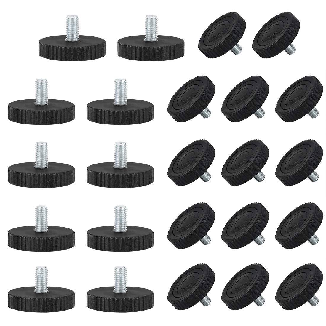 Sourcingmap M8 x 17 x 40mm Leveling Feet Adjustable Leveler Floor Protector for House Furniture Chair Table Cabinet Leg 24 Pack