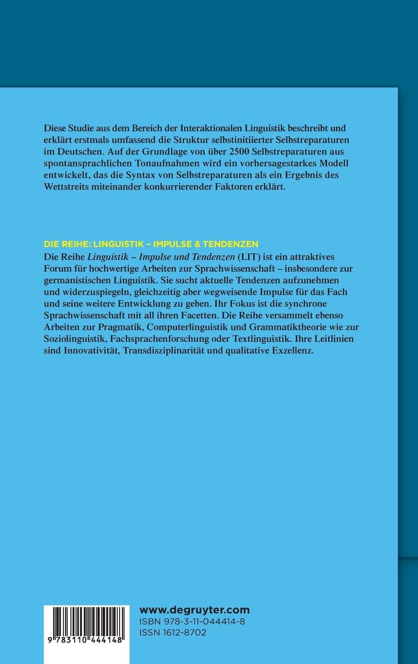 Selbstreparaturen Im Deutschen Syntaktische Und - 