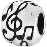 Music Note Charm 925 Sterling Silver Love Piano Bead Art Lucky Pendant for Pandora Charms Bracelet (D)