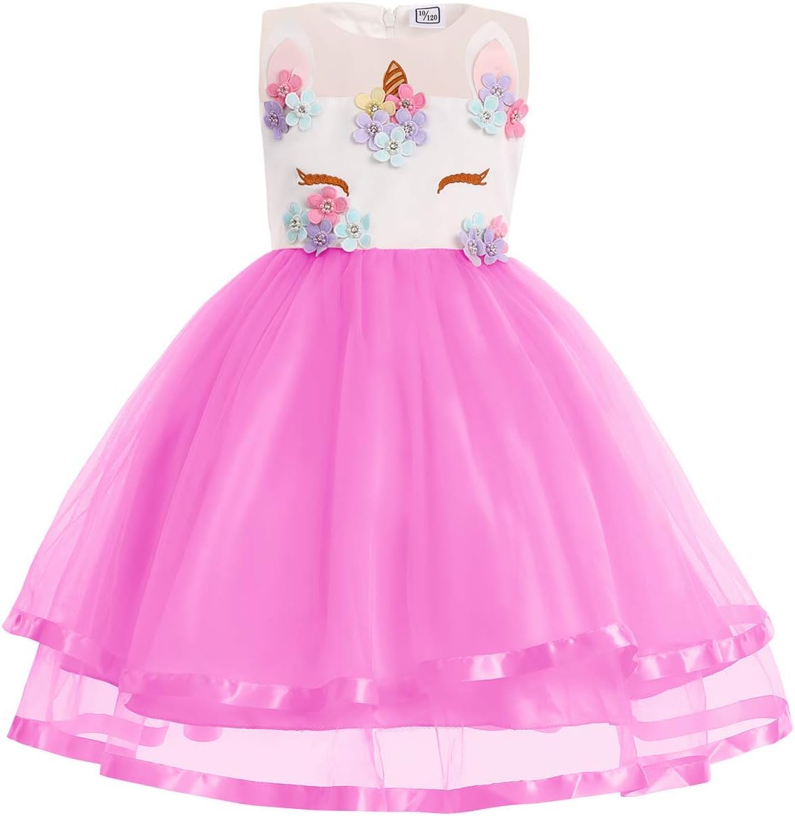 OBEEII Girls Unicorn Dress Sleeveless Princess Flowers Tulle Rainbow Tutu Skirt Carnival Costume Cosplay Party Fancy Dress Up Photography Props Outfit