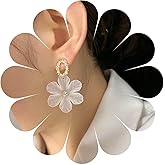 YienDoo Vintage Flower Drop Earrings Unique French Acrylic Flower Petal Dangle Earrings Statement Gold Geometric Hoop Stud Earrings Bridal Wedding White Flora Earrings Jewelry for Women
